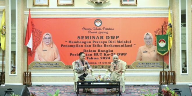 Pj. Ketua TP PKK Provinsi Lampung Buka Seminar Peringatan Hari Ibu dan HUT Dharma Wanita ke-25